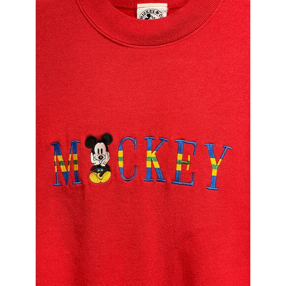 Vintage Mickey Mouse sweatshirt size XL red with embroidered MICKEY Disney - Picture 1 of 5